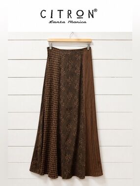 Citron Santa Monica Vintage Brown Patchwork Maxi Skirt – Size M
